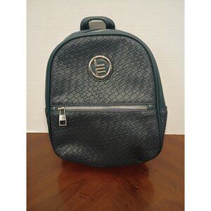 London Fog Backpack Womens Medium Navy Bowery Woven Faux Leather Logo NWT $108
